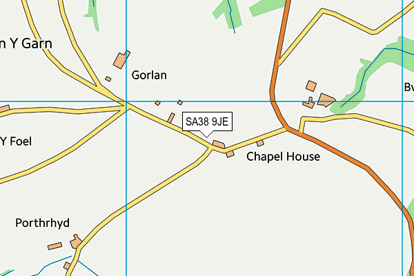 SA38 9JE map - OS VectorMap District (Ordnance Survey)