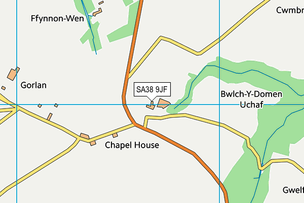 SA38 9JF map - OS VectorMap District (Ordnance Survey)