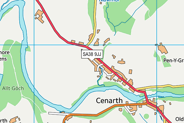 SA38 9JJ map - OS VectorMap District (Ordnance Survey)