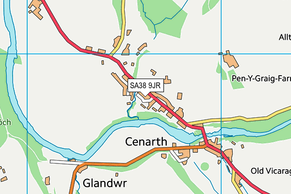 SA38 9JR map - OS VectorMap District (Ordnance Survey)