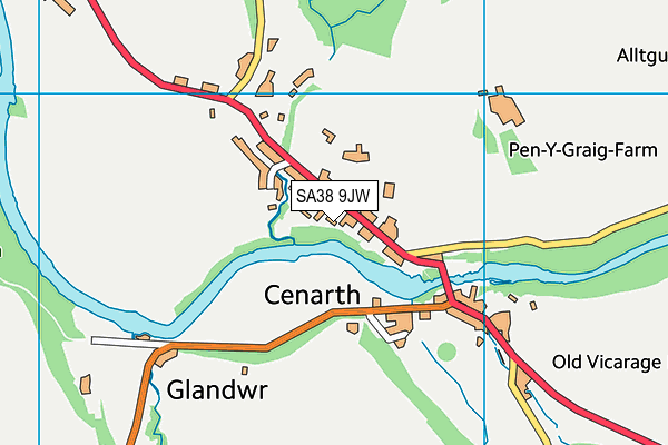 SA38 9JW map - OS VectorMap District (Ordnance Survey)