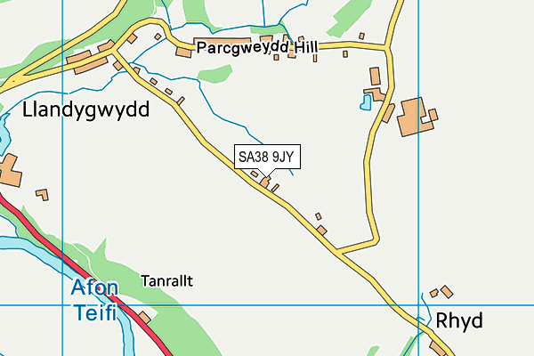 SA38 9JY map - OS VectorMap District (Ordnance Survey)