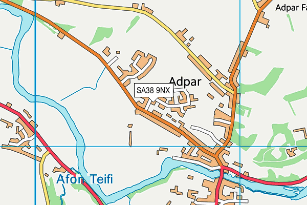 SA38 9NX map - OS VectorMap District (Ordnance Survey)