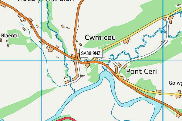 SA38 9NZ map - OS VectorMap District (Ordnance Survey)