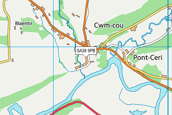 SA38 9PB map - OS VectorMap District (Ordnance Survey)