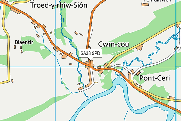 SA38 9PD map - OS VectorMap District (Ordnance Survey)