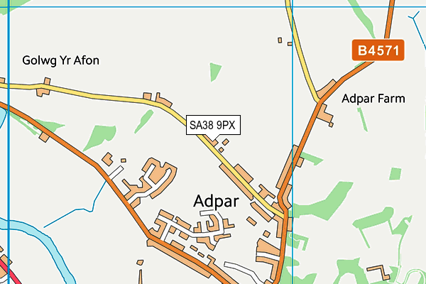 SA38 9PX map - OS VectorMap District (Ordnance Survey)