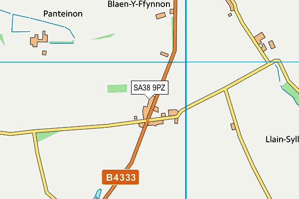 SA38 9PZ map - OS VectorMap District (Ordnance Survey)