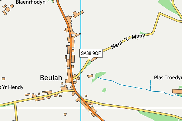 SA38 9QF map - OS VectorMap District (Ordnance Survey)