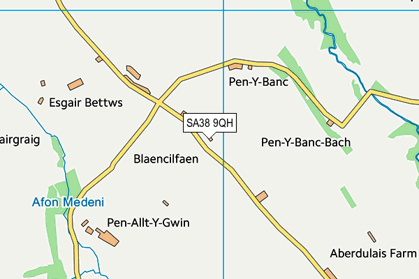 SA38 9QH map - OS VectorMap District (Ordnance Survey)