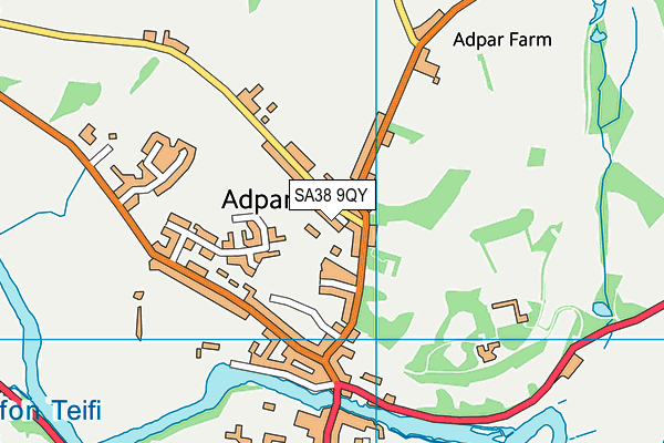 SA38 9QY map - OS VectorMap District (Ordnance Survey)