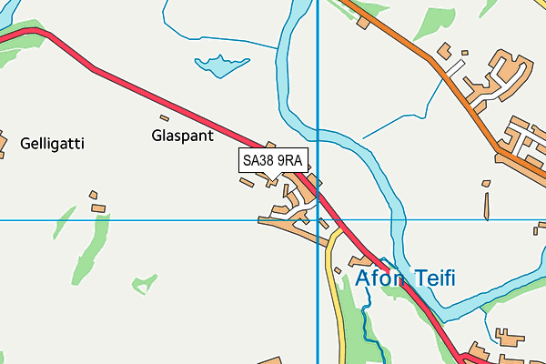 SA38 9RA map - OS VectorMap District (Ordnance Survey)