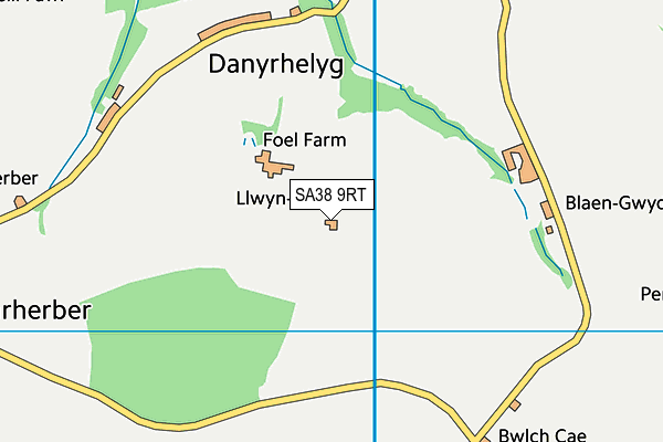 SA38 9RT map - OS VectorMap District (Ordnance Survey)