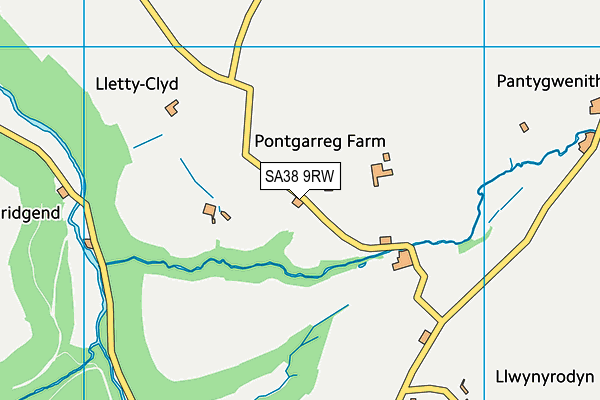 SA38 9RW map - OS VectorMap District (Ordnance Survey)