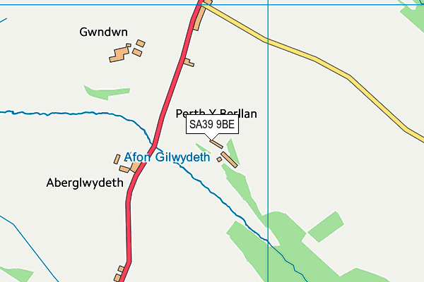 SA39 9BE map - OS VectorMap District (Ordnance Survey)