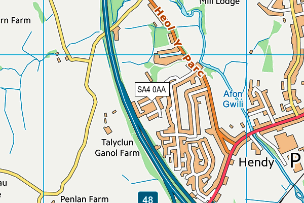 SA4 0AA map - OS VectorMap District (Ordnance Survey)