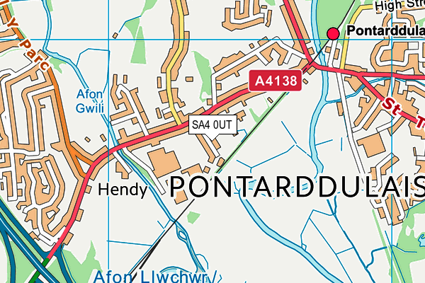 SA4 0UT map - OS VectorMap District (Ordnance Survey)