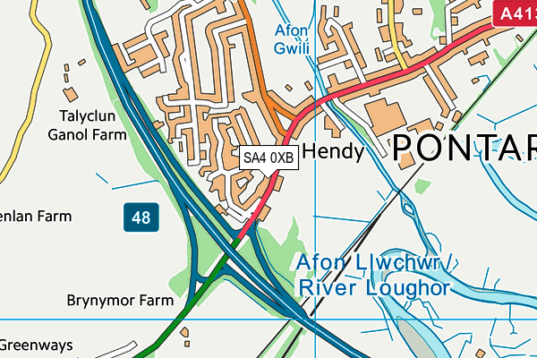 SA4 0XB map - OS VectorMap District (Ordnance Survey)