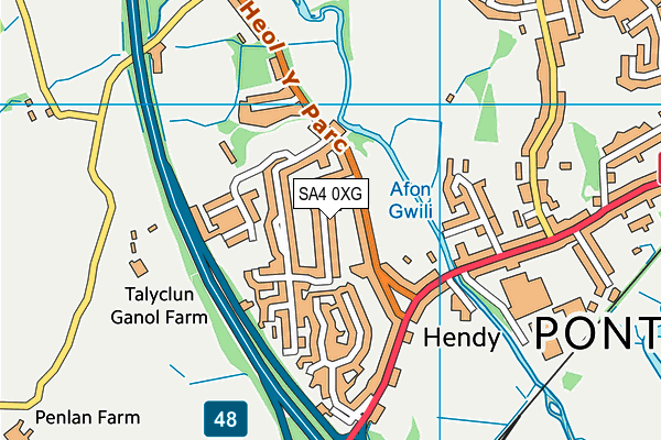 SA4 0XG map - OS VectorMap District (Ordnance Survey)