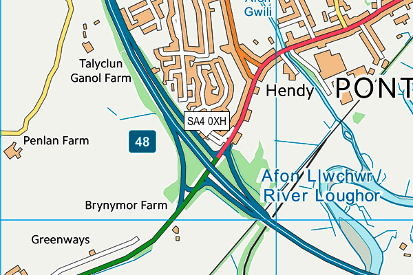 SA4 0XH map - OS VectorMap District (Ordnance Survey)