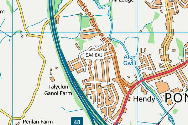 SA4 0XJ map - OS VectorMap District (Ordnance Survey)