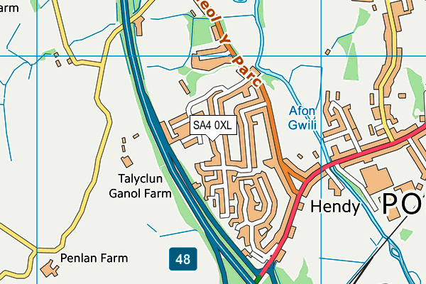 SA4 0XL map - OS VectorMap District (Ordnance Survey)