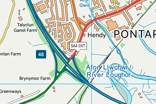 SA4 0XT map - OS VectorMap District (Ordnance Survey)