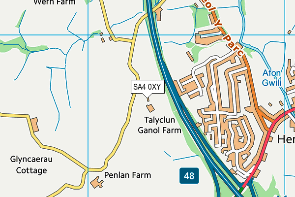 SA4 0XY map - OS VectorMap District (Ordnance Survey)