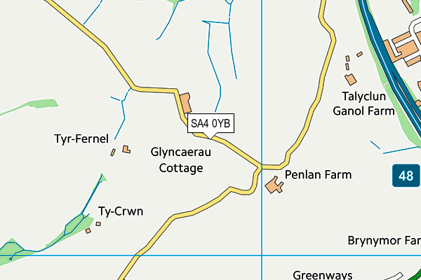 SA4 0YB map - OS VectorMap District (Ordnance Survey)