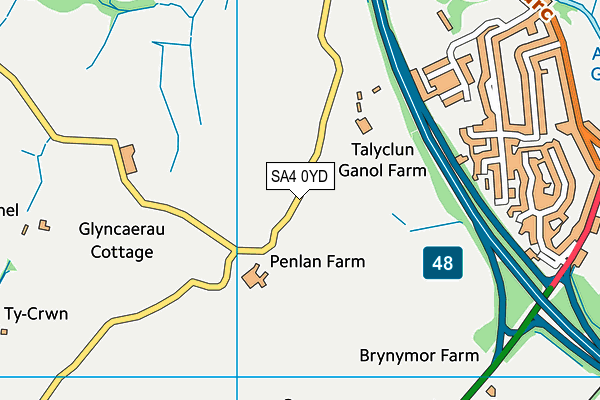 SA4 0YD map - OS VectorMap District (Ordnance Survey)