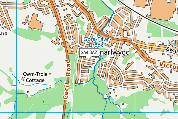 SA4 3AZ map - OS VectorMap District (Ordnance Survey)