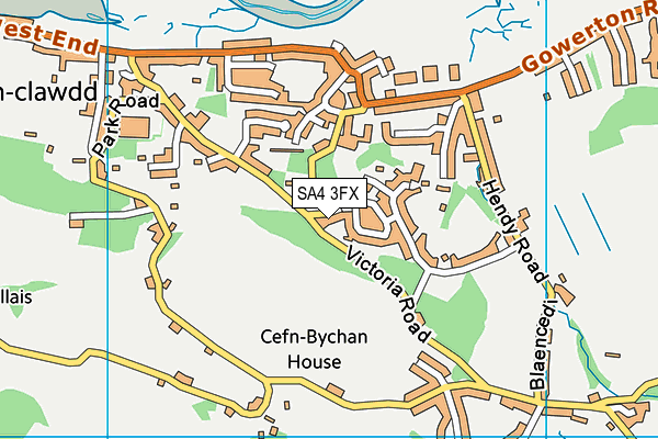 SA4 3FX map - OS VectorMap District (Ordnance Survey)