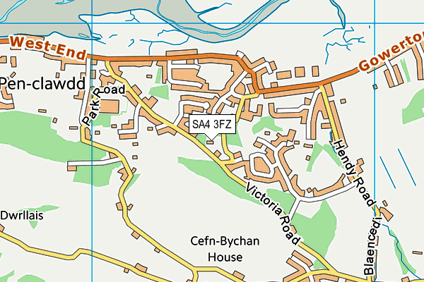 SA4 3FZ map - OS VectorMap District (Ordnance Survey)