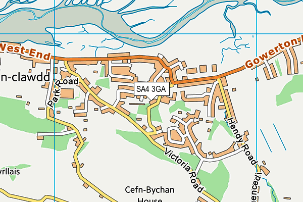 SA4 3GA map - OS VectorMap District (Ordnance Survey)