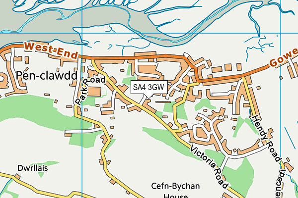 SA4 3GW map - OS VectorMap District (Ordnance Survey)