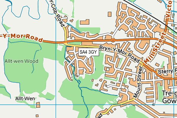 SA4 3GY map - OS VectorMap District (Ordnance Survey)