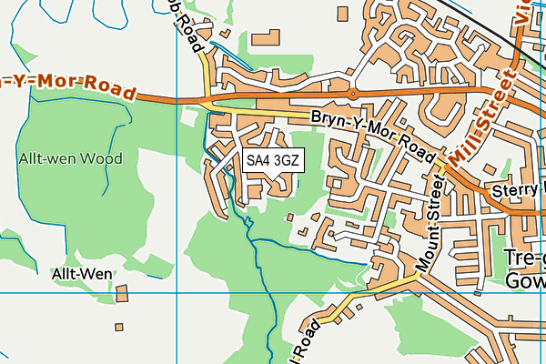 SA4 3GZ map - OS VectorMap District (Ordnance Survey)