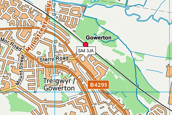 SA4 3JA map - OS VectorMap District (Ordnance Survey)