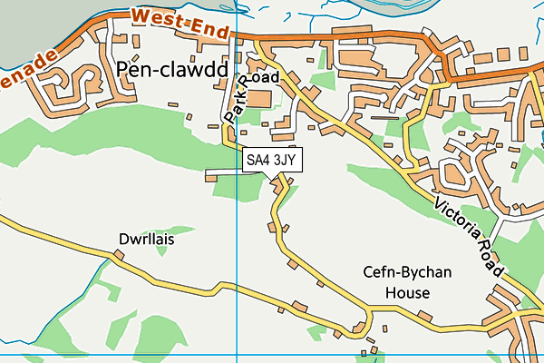 SA4 3JY map - OS VectorMap District (Ordnance Survey)