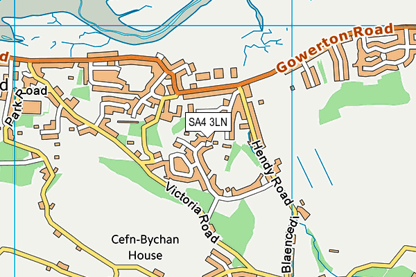SA4 3LN map - OS VectorMap District (Ordnance Survey)