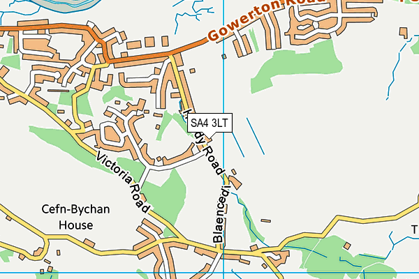 SA4 3LT map - OS VectorMap District (Ordnance Survey)