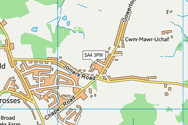 SA4 3PW map - OS VectorMap District (Ordnance Survey)