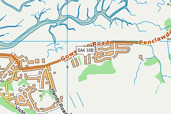 SA4 3XB map - OS VectorMap District (Ordnance Survey)