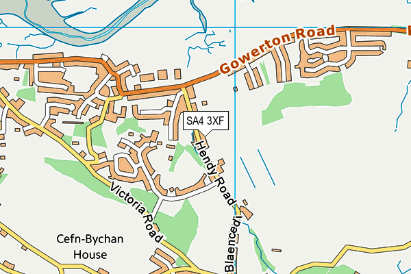 SA4 3XF map - OS VectorMap District (Ordnance Survey)
