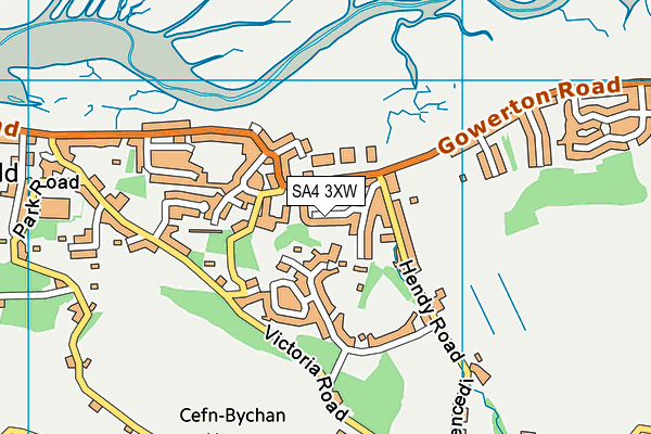 SA4 3XW map - OS VectorMap District (Ordnance Survey)