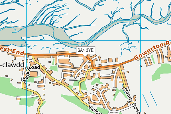 SA4 3YE map - OS VectorMap District (Ordnance Survey)