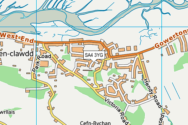 SA4 3YG map - OS VectorMap District (Ordnance Survey)