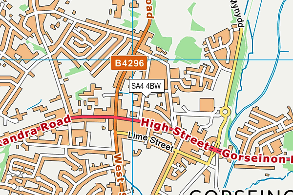SA4 4BW map - OS VectorMap District (Ordnance Survey)