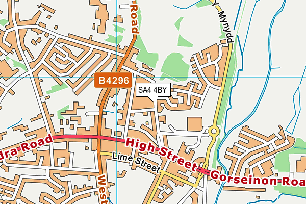 SA4 4BY map - OS VectorMap District (Ordnance Survey)
