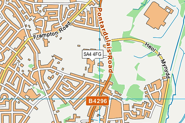 Penyrheol Comprehensive School map (SA4 4FG) - OS VectorMap District (Ordnance Survey)
